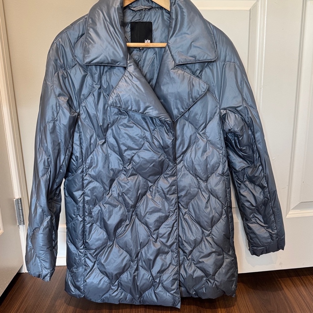 Jarbo Women's Quilted Featherweight Down Puffer Designer Jacket in Steel Blue